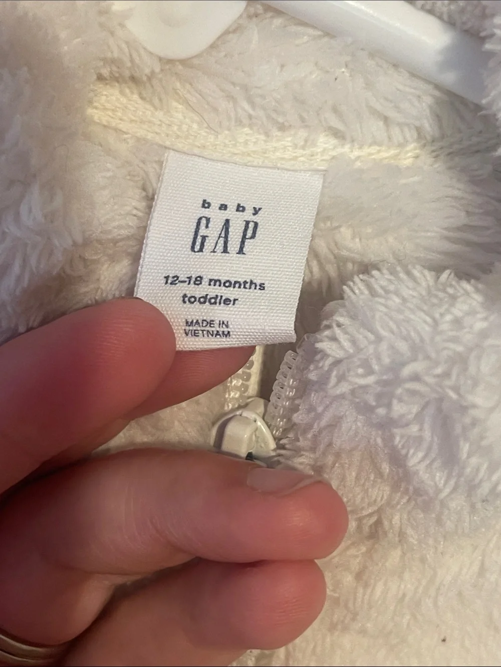 GAP Cream Plush Teddy Half-Zip Hoodie